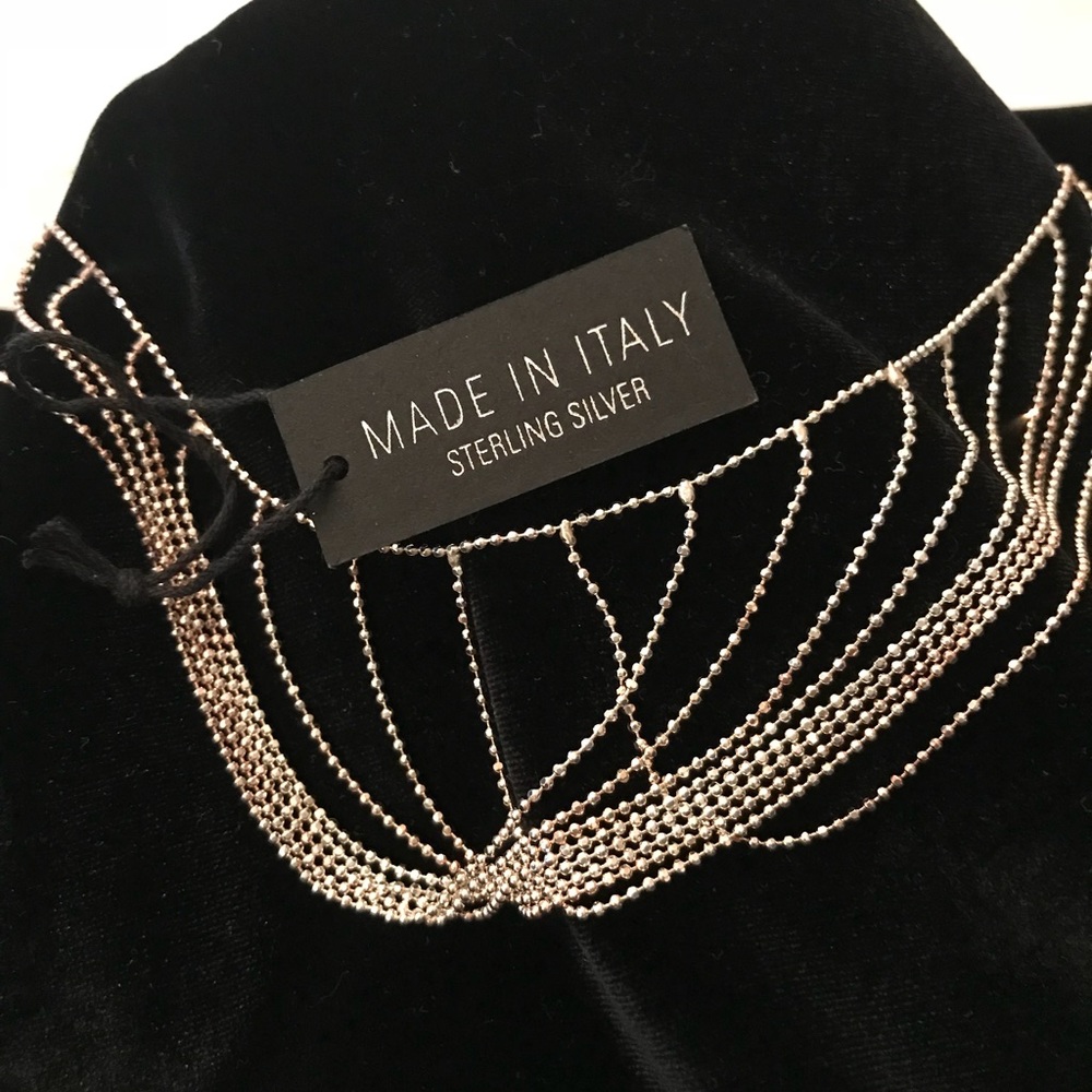 Dyanema Necklace Sterling Silver Rose Gold Italy - Picture 4 of 4